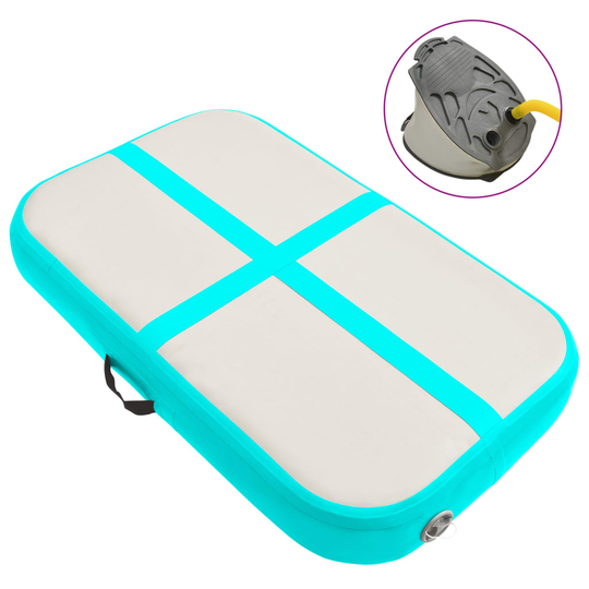 vidaXL Täytettävä voimistelumatto pumpulla 60x100x15 cm PVC vihreä