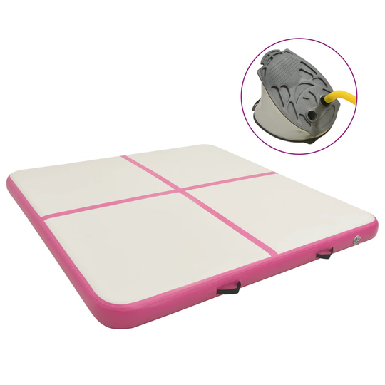 vidaXL Täytettävä voimistelumatto pumpulla 200x200x15 cm PVC pinkki