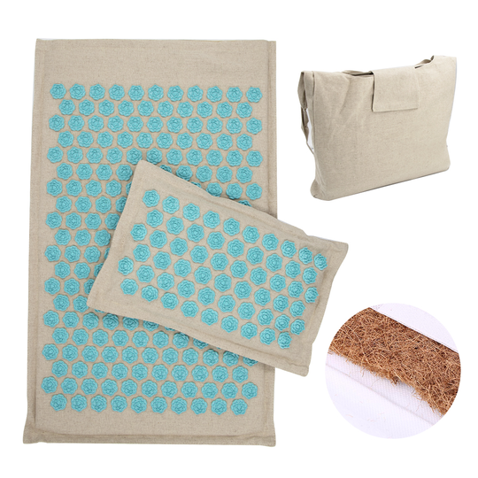 Coconut Fiber Lotus Acupressure Mat Set Back Body Massage Mat with Pillow Relaxation Stress Relief Yoga Massager Cushion Shiatsu