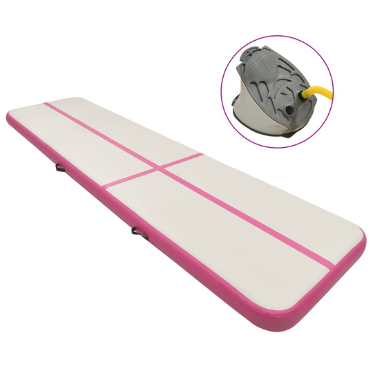 vidaXL Täytettävä voimistelumatto pumpulla 700x100x15 cm PVC pinkki