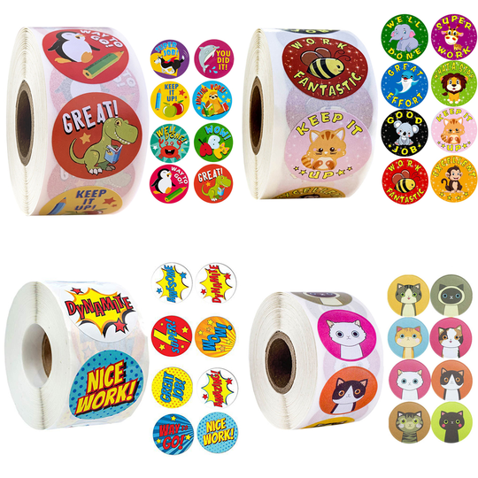 500pcs Reward Stickers Encouragement Sticker Roll for Kids Motivational Stickers with Cute Animals for Students Teachers