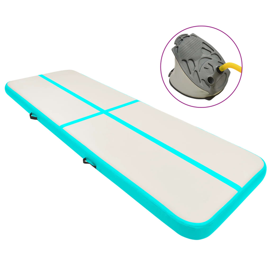 vidaXL Täytettävä voimistelumatto pumpulla 500x100x15 cm PVC vihreä