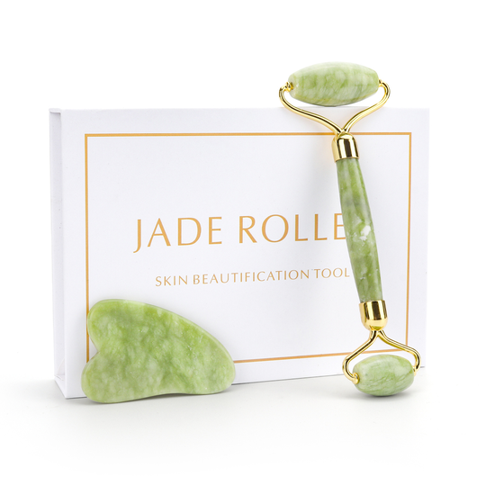 Natural Xiuyu Jade Facial Eye Massage Roller Guasha Scraping Board Green Jade Stone Face Lift Body Slim Thin Lift Roller Tool