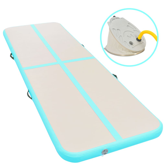 vidaXL Täytettävä voimistelumatto pumpulla 700x100x10 cm PVC vihreä