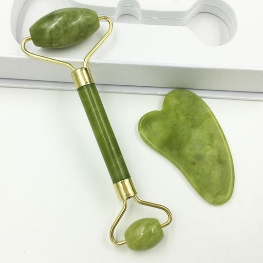Hot Slimming Face Massager Lifting Tool Rose Quartz Roller Natural Jade Facial Massage Roller Stone Skin Massage Beauty Care Set