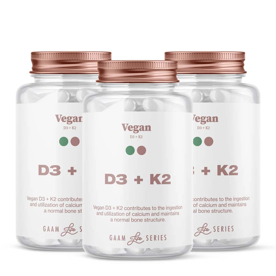 Gaam Life Series Vegan D3 + K2 180 Caps