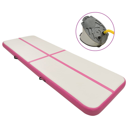 vidaXL Täytettävä voimistelumatto pumpulla 400x100x15 cm PVC pinkki