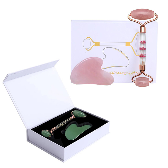 Rose Quartz Petal Roller Face Massager Gouache For Face Jade Facial Massage Roller Heart-shaped Guasha Anti-wrinkle Skin Care