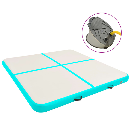 vidaXL Täytettävä voimistelumatto pumpulla 200x200x20 cm PVC vihreä