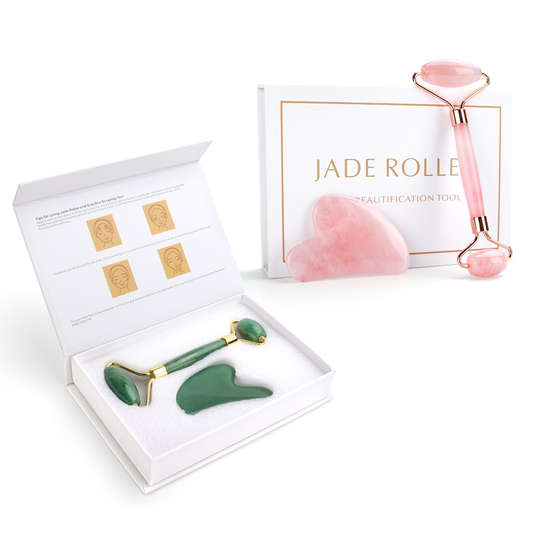 Natural Rose Quartz Jade Roller Facial Eye Body Massager Roller Green Jade Stone Guasha Face Lifting Beauty Massage Roller Tool