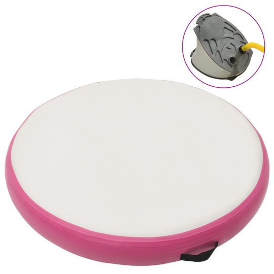 vidaXL Täytettävä voimistelumatto pumpulla 100x100x15 cm PVC pinkki