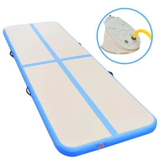 vidaXL Täytettävä voimistelumatto pumpulla 600x100x10 cm PVC sininen
