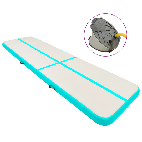 vidaXL Täytettävä voimistelumatto pumpulla 600x100x15 cm PVC vihreä