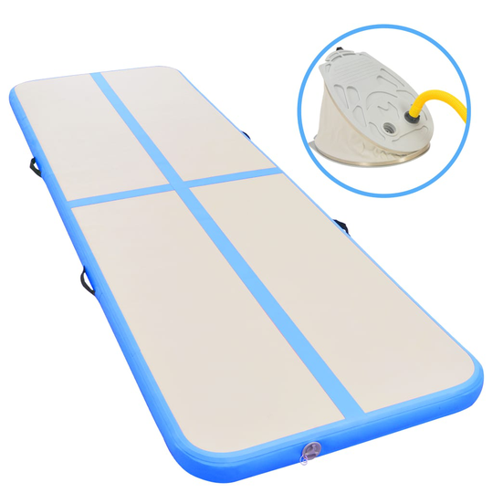 vidaXL Täytettävä voimistelumatto pumpulla 300x100x10 cm PVC sininen