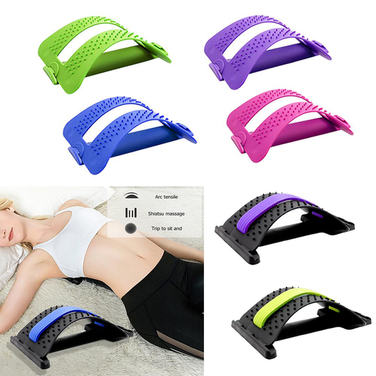 1pc Back Stretch Equipment Massager Massageador Magic Stretcher Fitness Lumbar Support Relaxation Spine Pain Relief Random Color