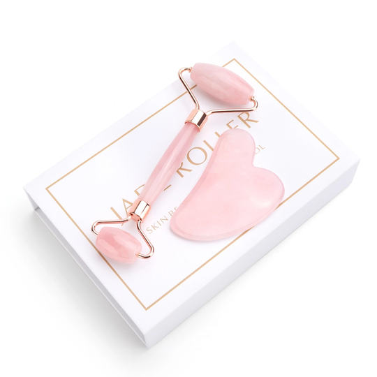 Natural Rose Quartz Jade Roller Facial Body Massager Roller Jade Stone Gua sha Board Scraper Face Lifting Beauty Massage Tool
