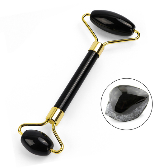 Black Jade Roller Face Massage Roller Double Heads Eyes Face Massager Natural Beauty Tool Stone Needle Relaxation Neck Thin Lift