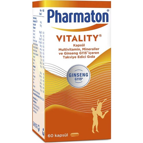 Pharmaton 60 Capsules Multivitamin Ginseng G115 Vitamin A,B,C,D,E + Folic Acid + Calcium, Iron Vitamin Magnesium Zinc Copper