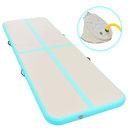 vidaXL Täytettävä voimistelumatto pumpulla 600x100x10 cm PVC vihreä