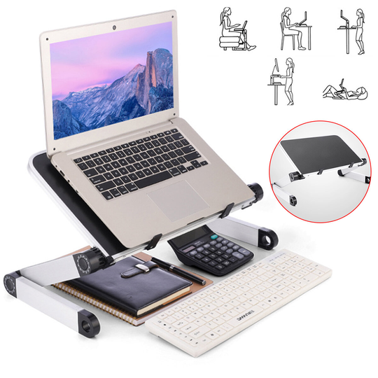 40 * 26 cm Förstora Fällbar med kylfläkt Hål Aluminium Bärbar Dator Skrivbord Bord TV Säng Dator Mackbook Desktop Hållar