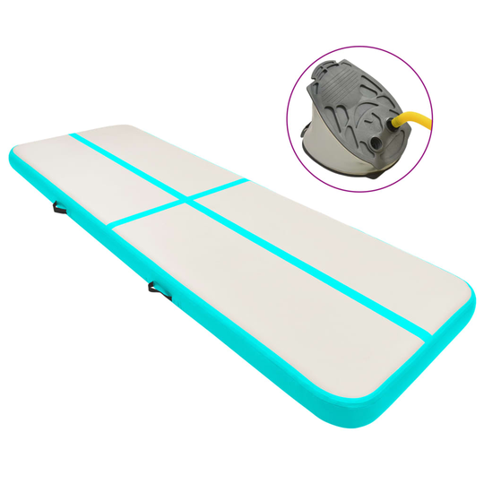 vidaXL Täytettävä voimistelumatto pumpulla 400x100x20 cm PVC vihreä