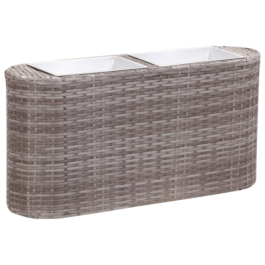 vidaXL Korotettu kukkalaatikko 80x25x40 cm polyrottinki harmaa
