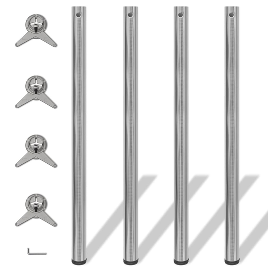 4 Korkeussäädettävää Pöydän Jalkaa Harjattu Nikkeli 1100 mm