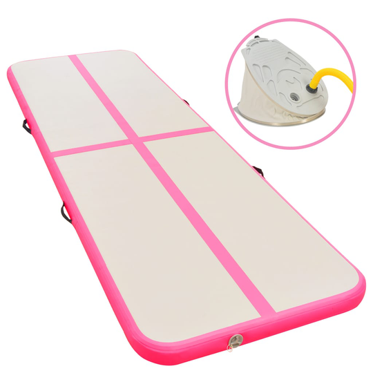 vidaXL Täytettävä voimistelumatto pumpulla 800x100x10 cm PVC pinkki